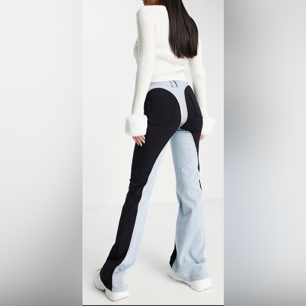 EGO Black and Light Blue Wide Leg Pants